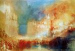 水彩大师 William Turner_The fire in the house of Parliament Sun